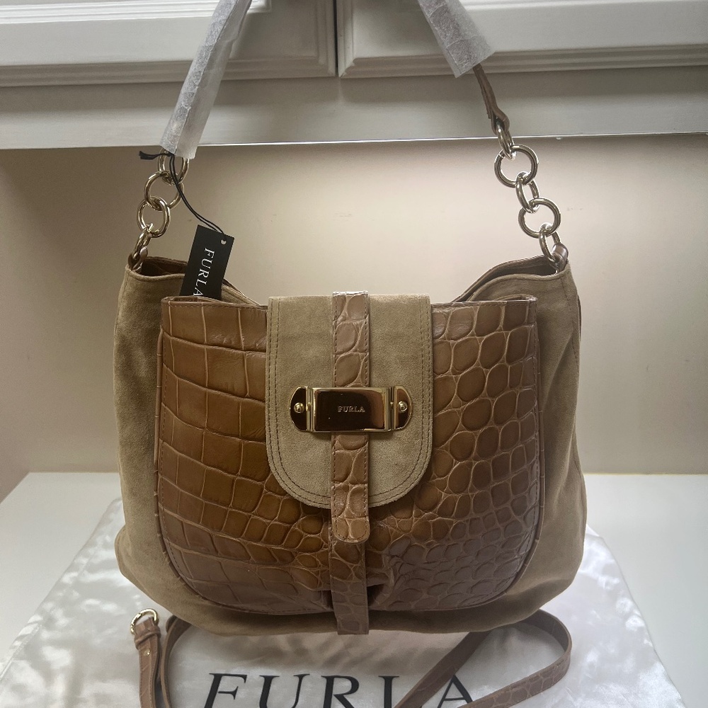 Furla Suede and Leather Handbag